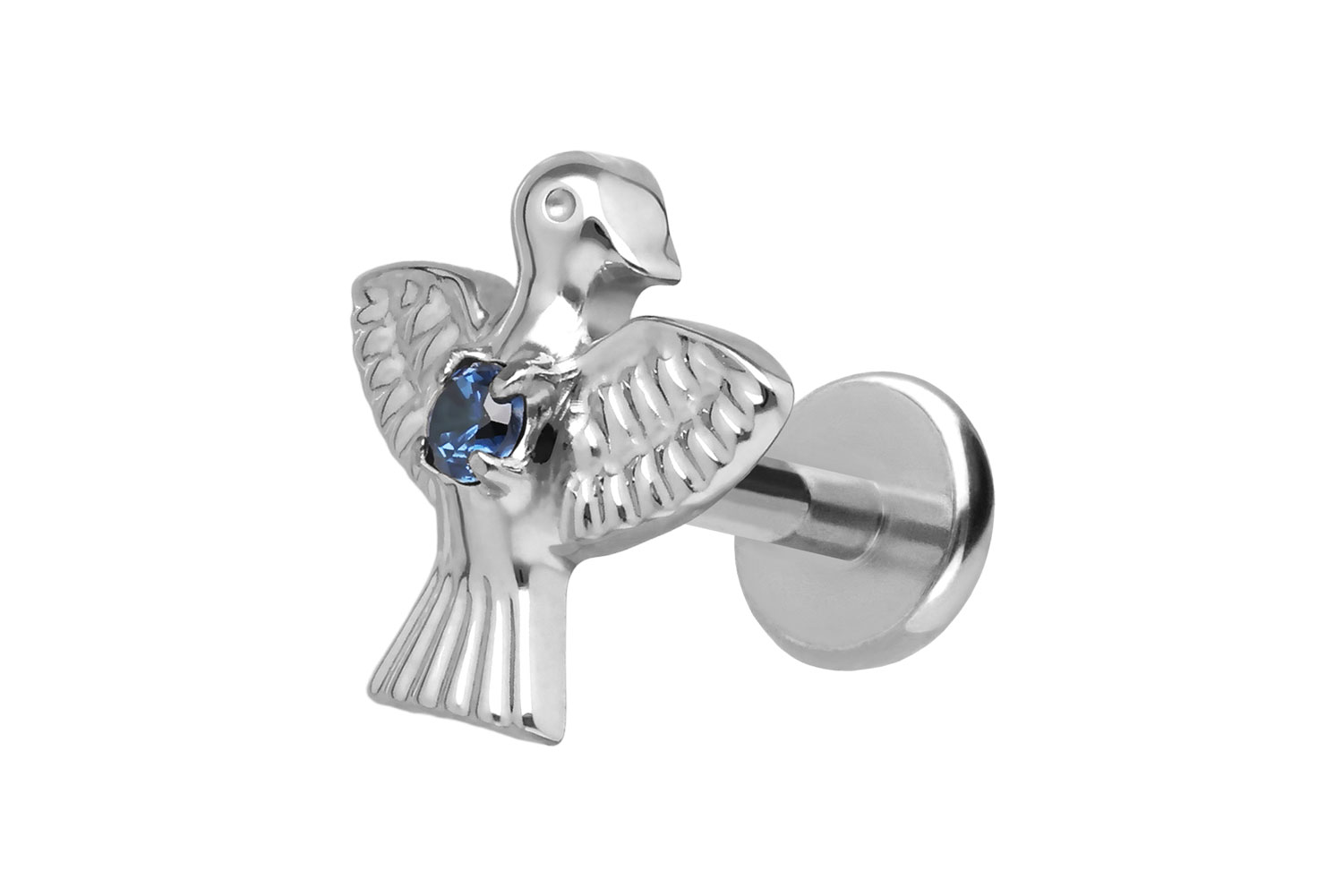 Titan Labret Piercing mit Push Fit TAUBE